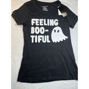 Feeling Bootiful Ghost Halloween ladies black large Chemistry Tshirt 26 1/2 x 17